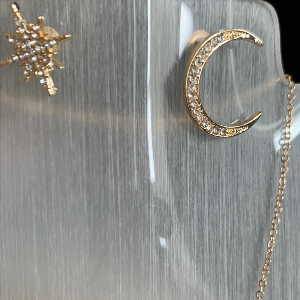 Gold Crescent Moon and Star Earrings